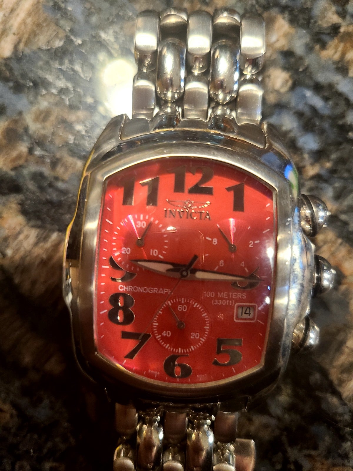 INVICTA chronograph watch bright pink face.... hard to find