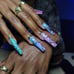 Colorful Silver Metallic Abstract Acrylic Press on Nails