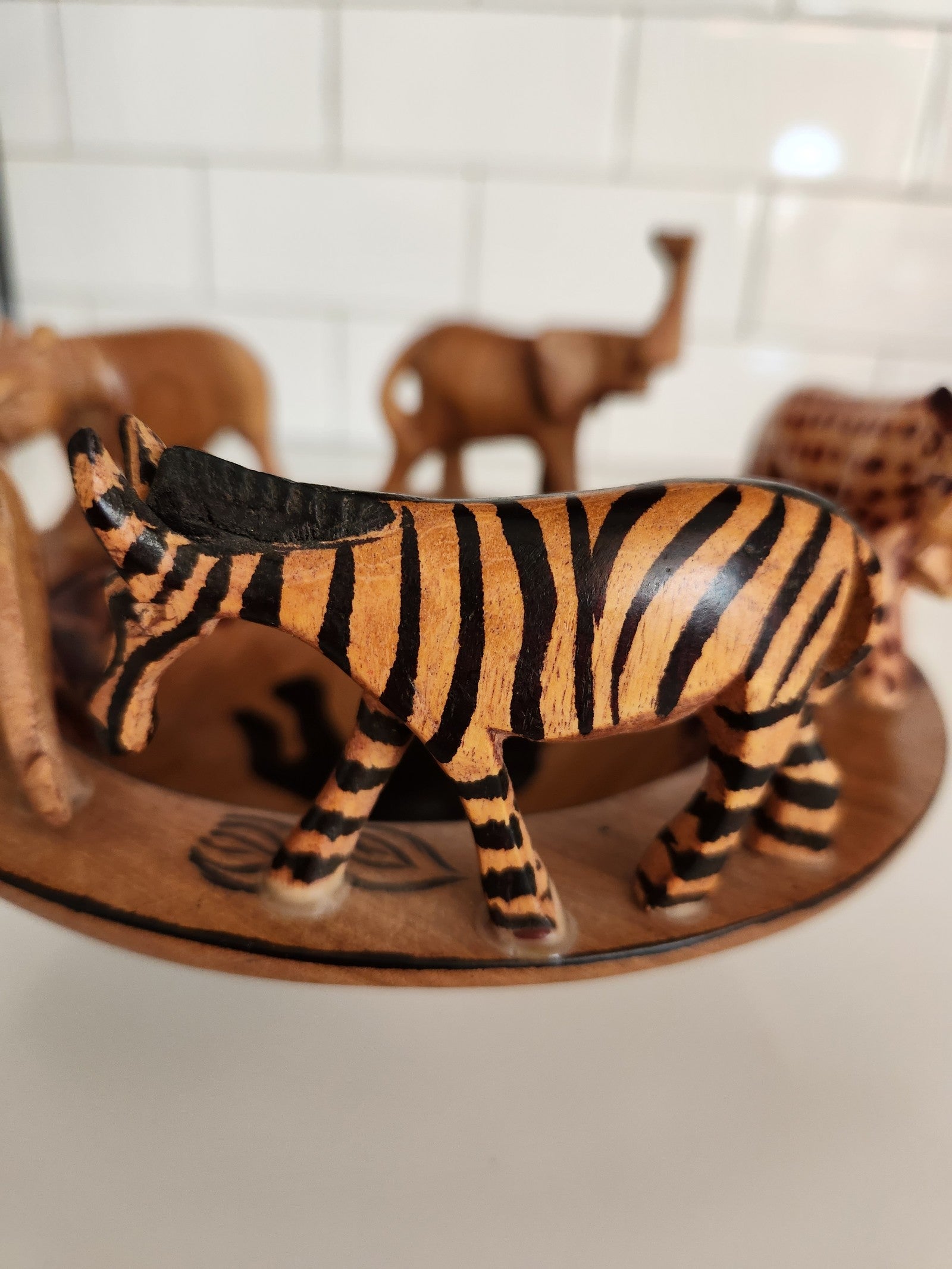 Handcrafted African Wildlife Wooden Safari Bowl