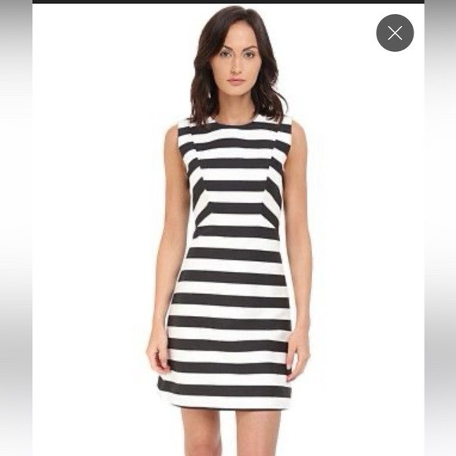 KATE SPADE Border Sleeveless Black White Mini Dress Silk Blend Cut & Sewn 16