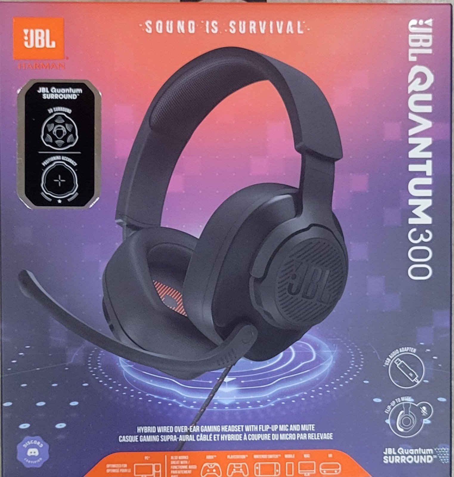 JBL Quantum 300 - Wired Over-Ear Gaming Headphones with JBL Quantum Engine Softw