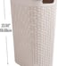 Mind Reader 40L Slim Laundry Hamper, Clothes Basket, Lid, Wicker Design, Plastic