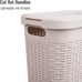 Mind Reader 40L Slim Laundry Hamper, Clothes Basket, Lid, Wicker Design, Plastic