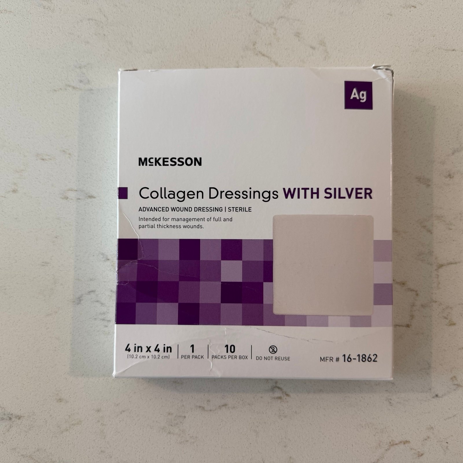 McKesson Collagen dressings with silver New sealed 2028 Expiry box of 10