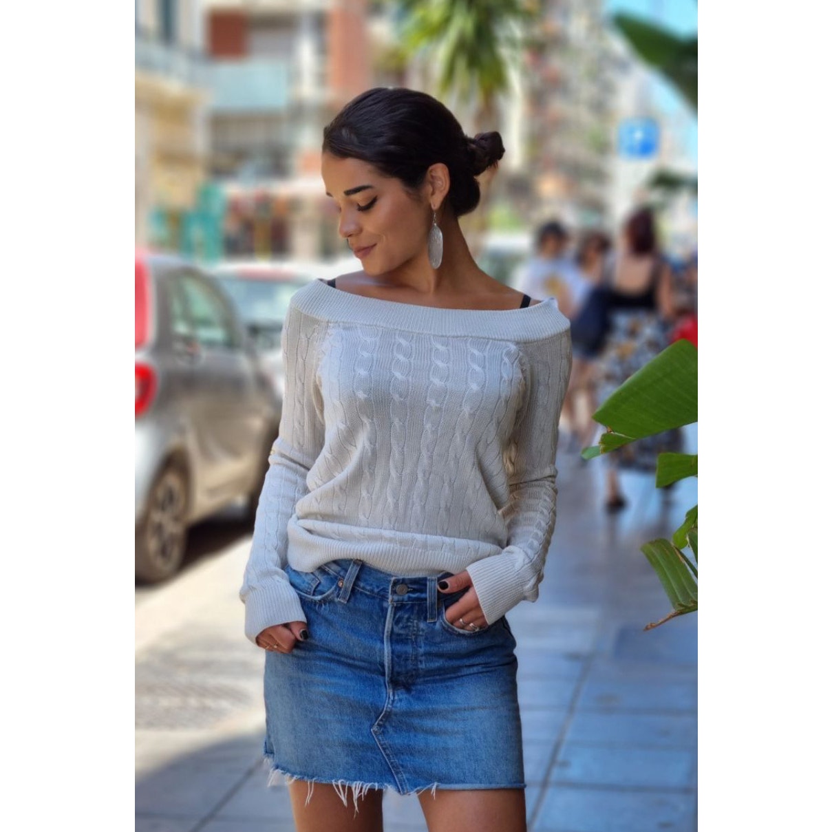 Lauren Ralph Lauren Scoop Neck Cable Knit Cream Color Sweater