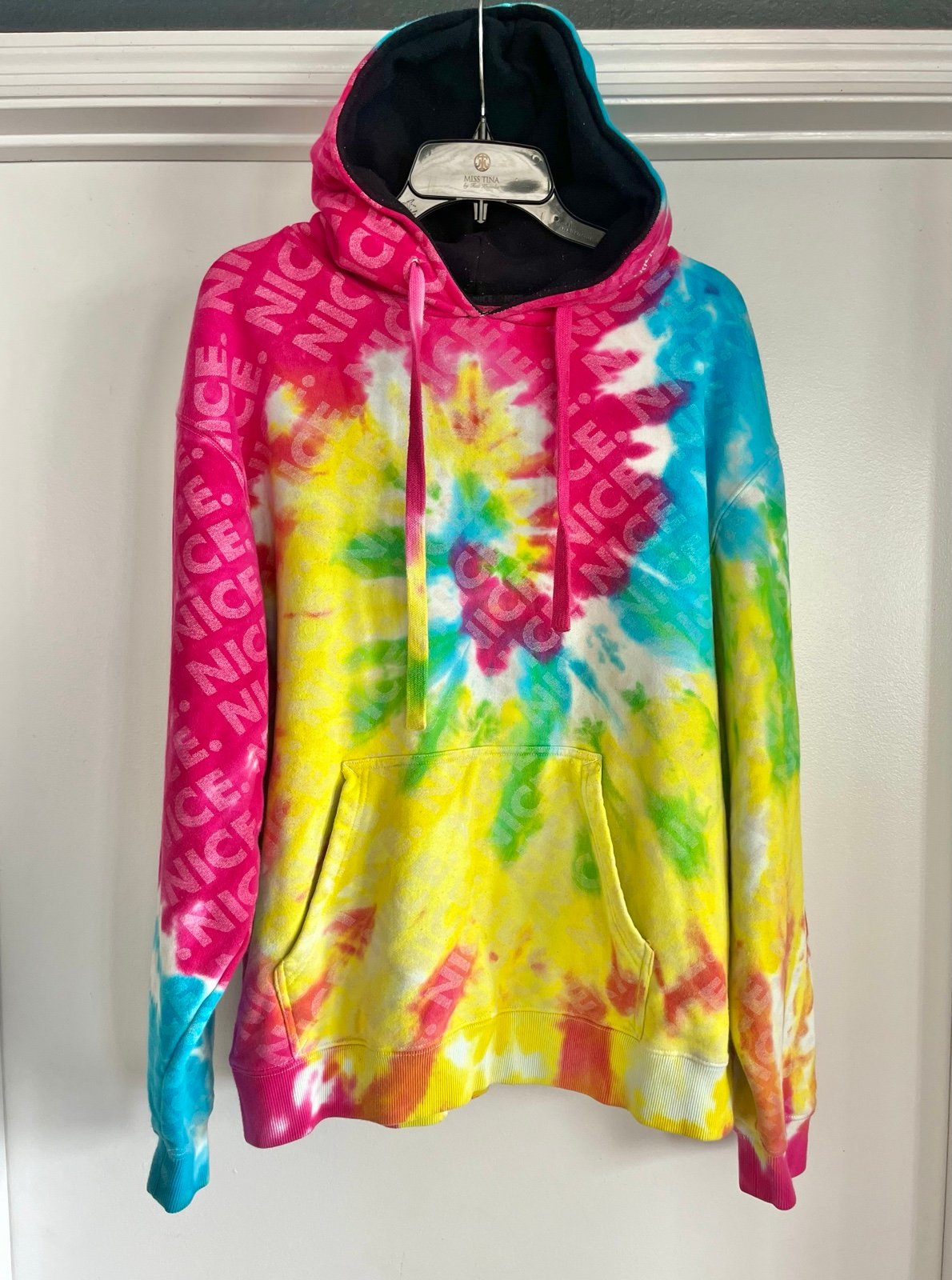 Nice Kicks Long Sleeve Tie Dye Sweatshirt Hoodie Size L Be Nice