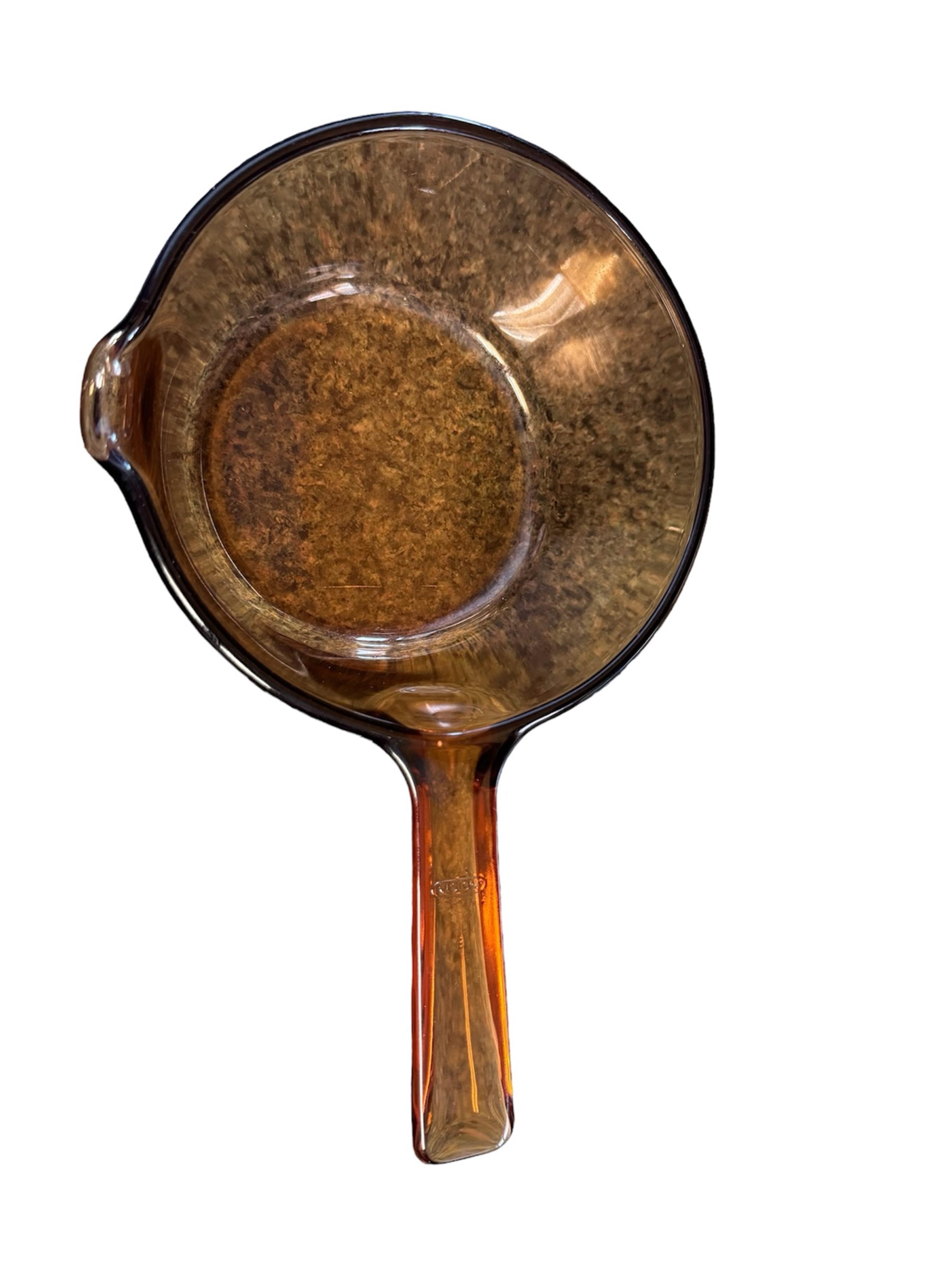 VINTAGE Corning Ware Vision Glassware 1 L Amber Sauce Pan w/Pour No Lid USA NEW
