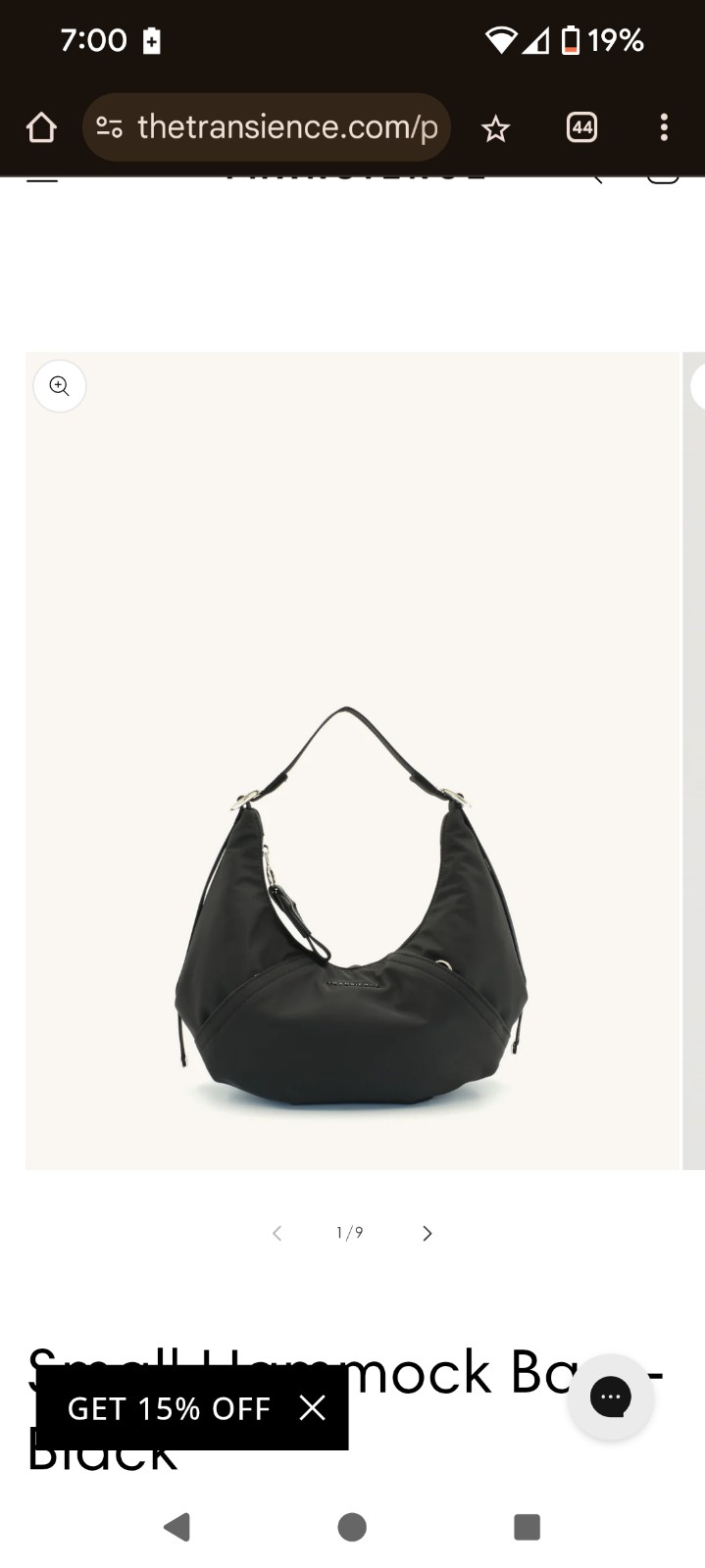 Transience small nylon hammock bag NWT
