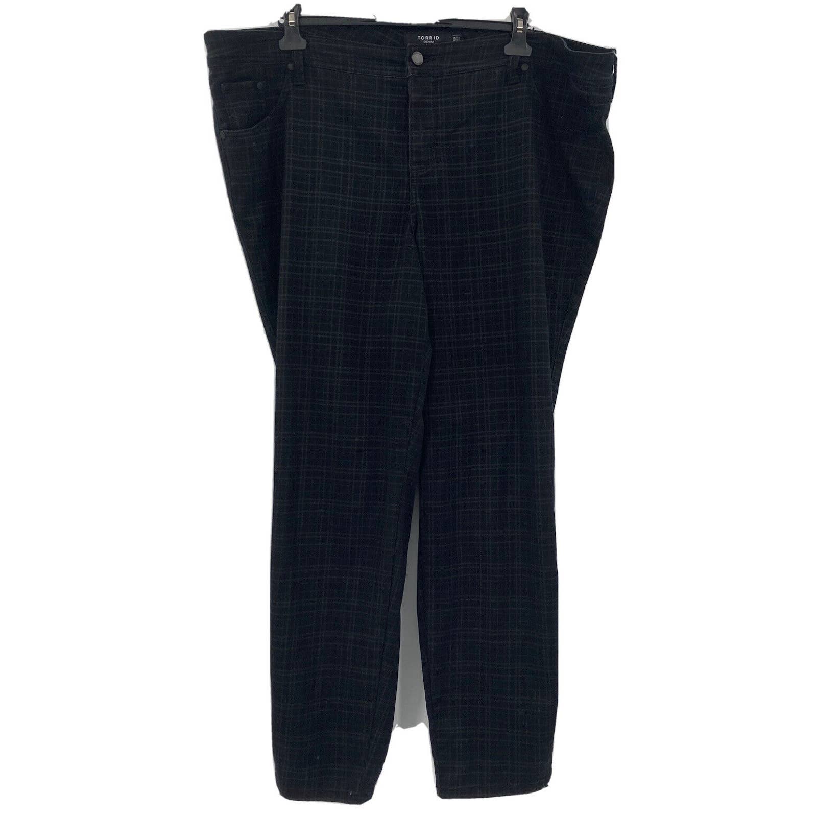 Torrid Denim Womens 26 Gray Black Plaid High Waisted Slim Fit Pants