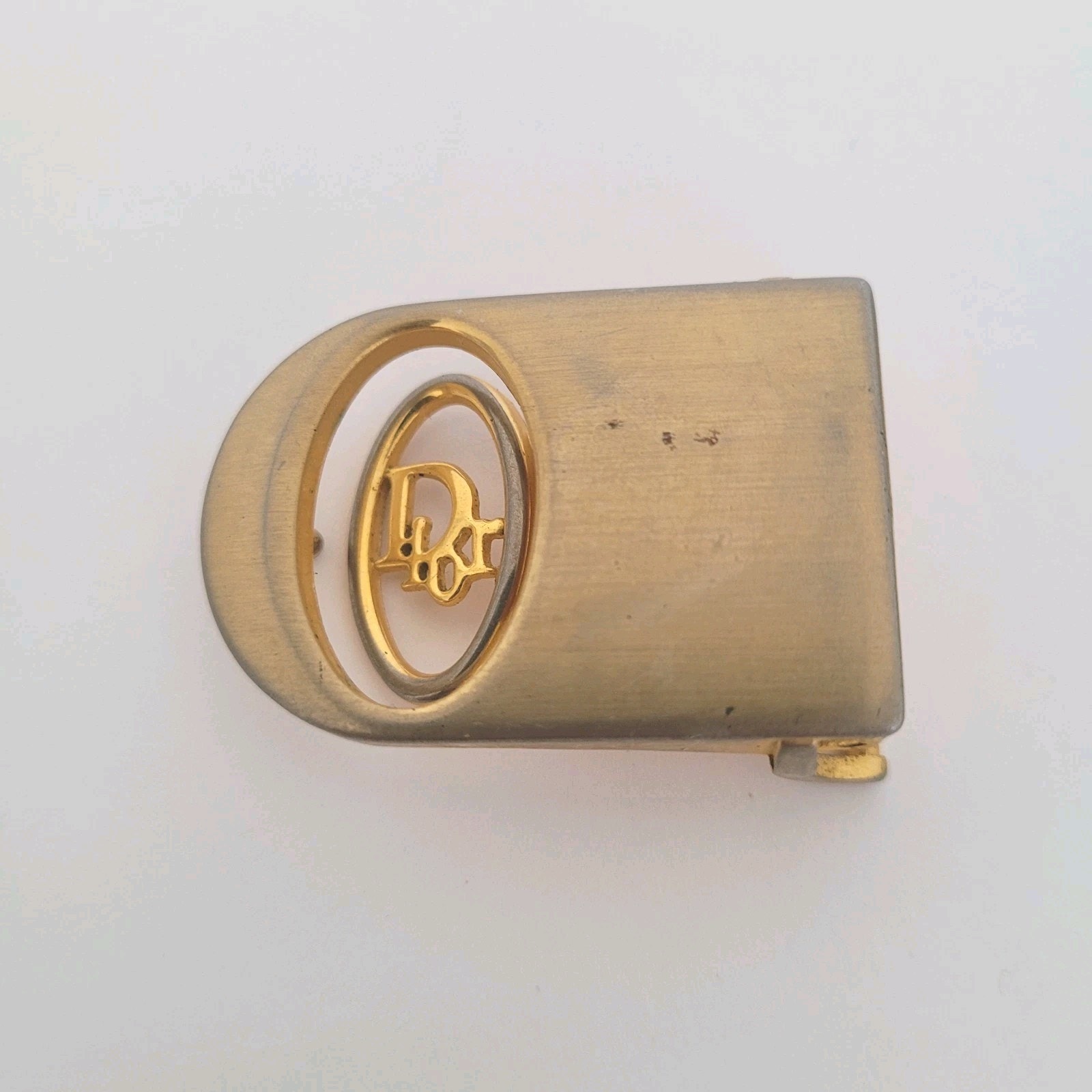 Christian Dior Gold Metal Belt Buckle Logo Slim Vintage Logo