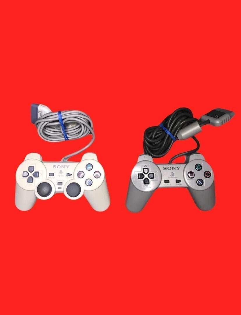 Set 2 Wired Analog Joystick PS1 Controller & Analog Dual Shock PS1 Controller