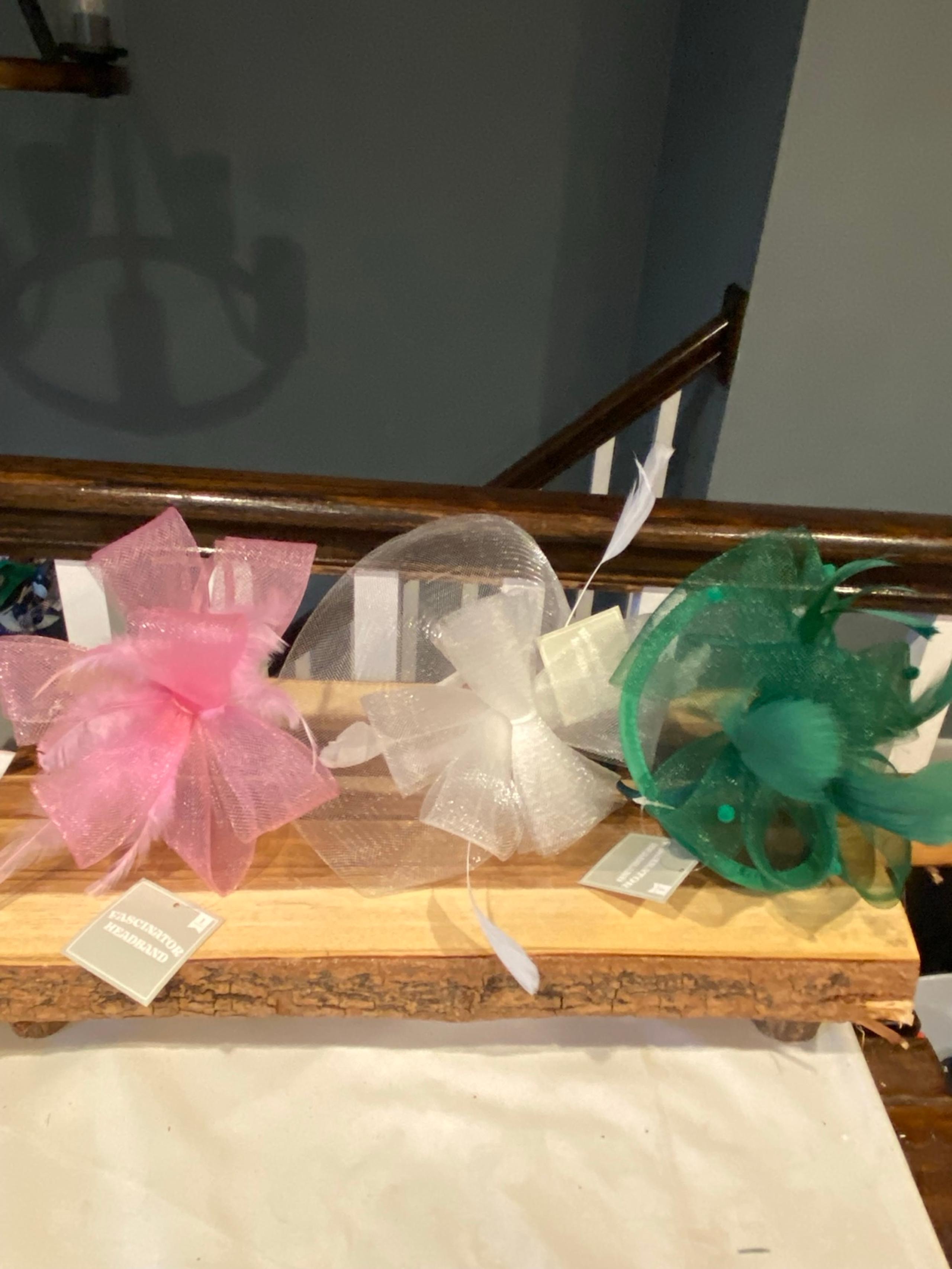 Target Bullseye  3 fascinator headbands (WICKED colors) pink, green, & white