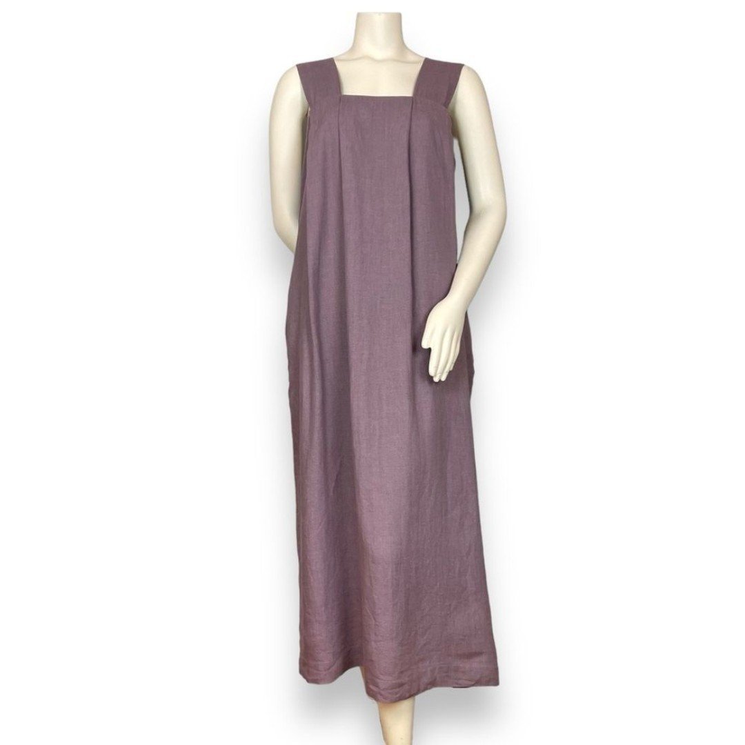 Man in the Studio Dress Origami Linen Sleeveless Relaxed Fit Trapeze Lilac Grey