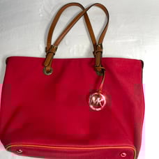Michael Kors Red Grab Bag Tote Canvas / Leather E-1211