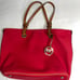 Michael Kors Red Grab Bag Tote Canvas / Leather E-1211