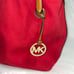 Michael Kors Red Grab Bag Tote Canvas / Leather E-1211