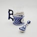 Porcelain Gzhel Cup Glass Holder crystal lead glass tea spoon set Signed