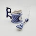 Porcelain Gzhel Cup Glass Holder crystal lead glass tea spoon set Signed