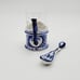 Porcelain Gzhel Cup Glass Holder crystal lead glass tea spoon set Signed