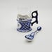 Porcelain Gzhel Cup Glass Holder crystal lead glass tea spoon set Signed