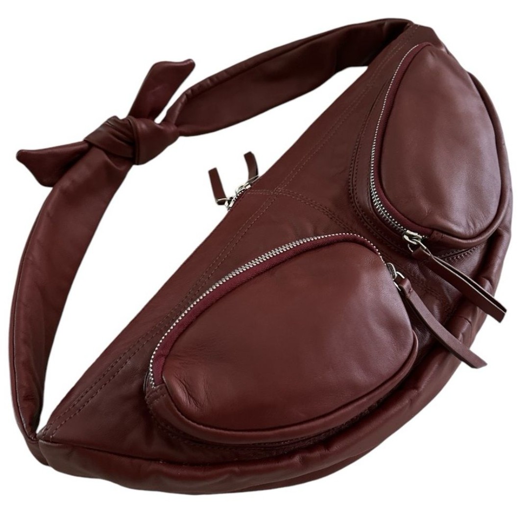 NEW FREE PEOPLE Authentic Lamb Leather Bag Purse In Burgundy