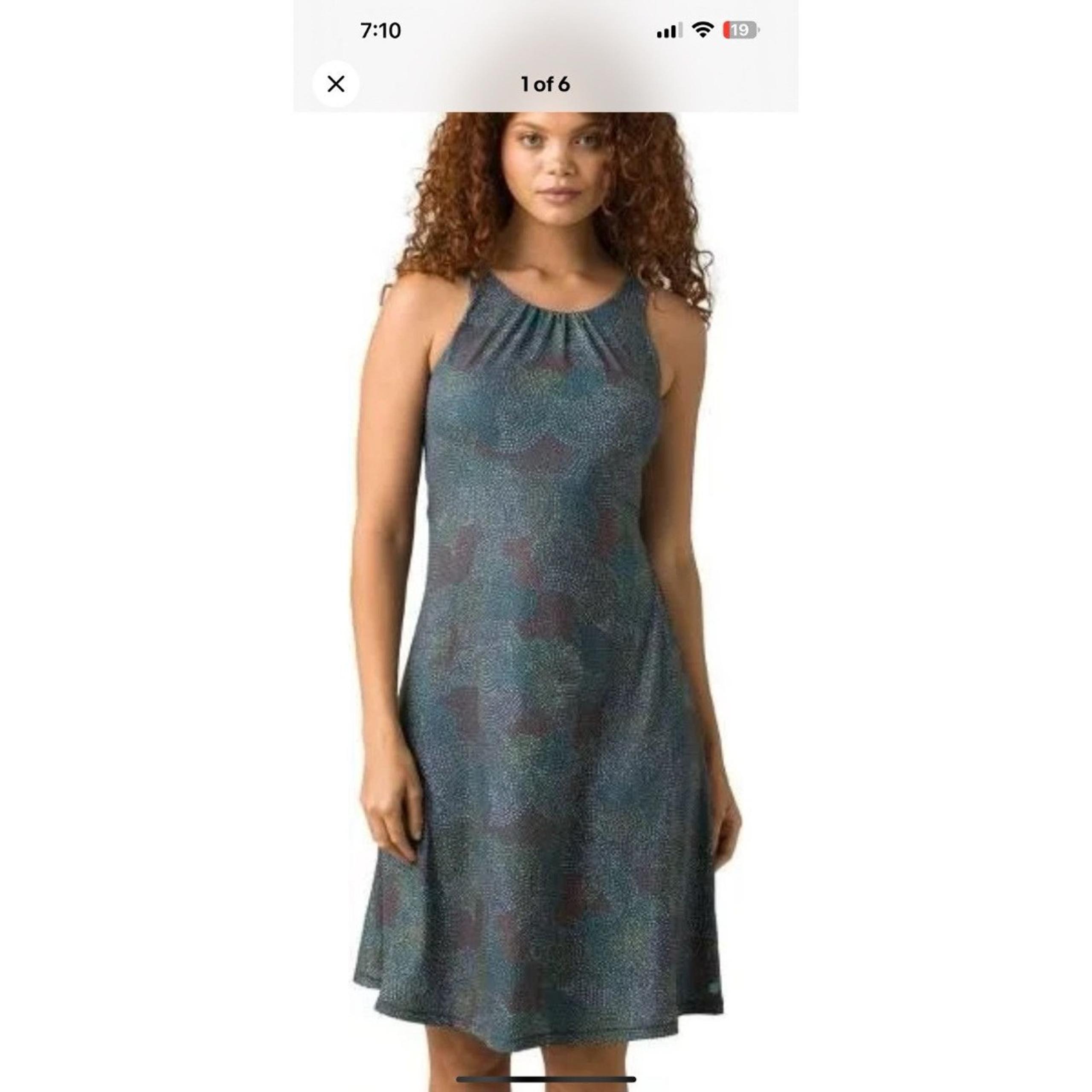 PrAna Skypath Dress Size XL Multi Color With Bra Shelf And Cut Out Back Outdoor