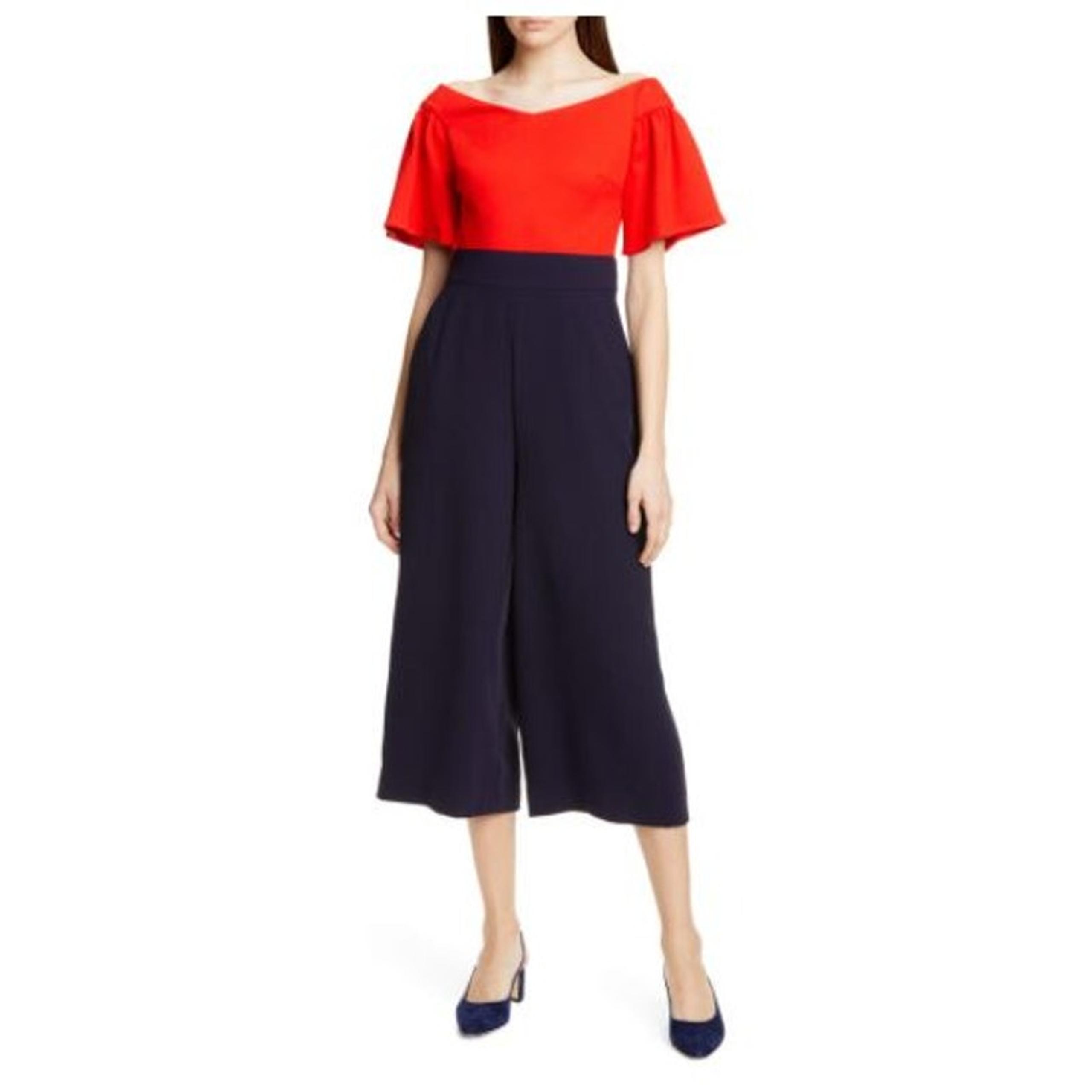 Ted Baker Juliaaa Sculpted Sleeve Crop Romper Jumpsuit Baker Size 0 US Size 00