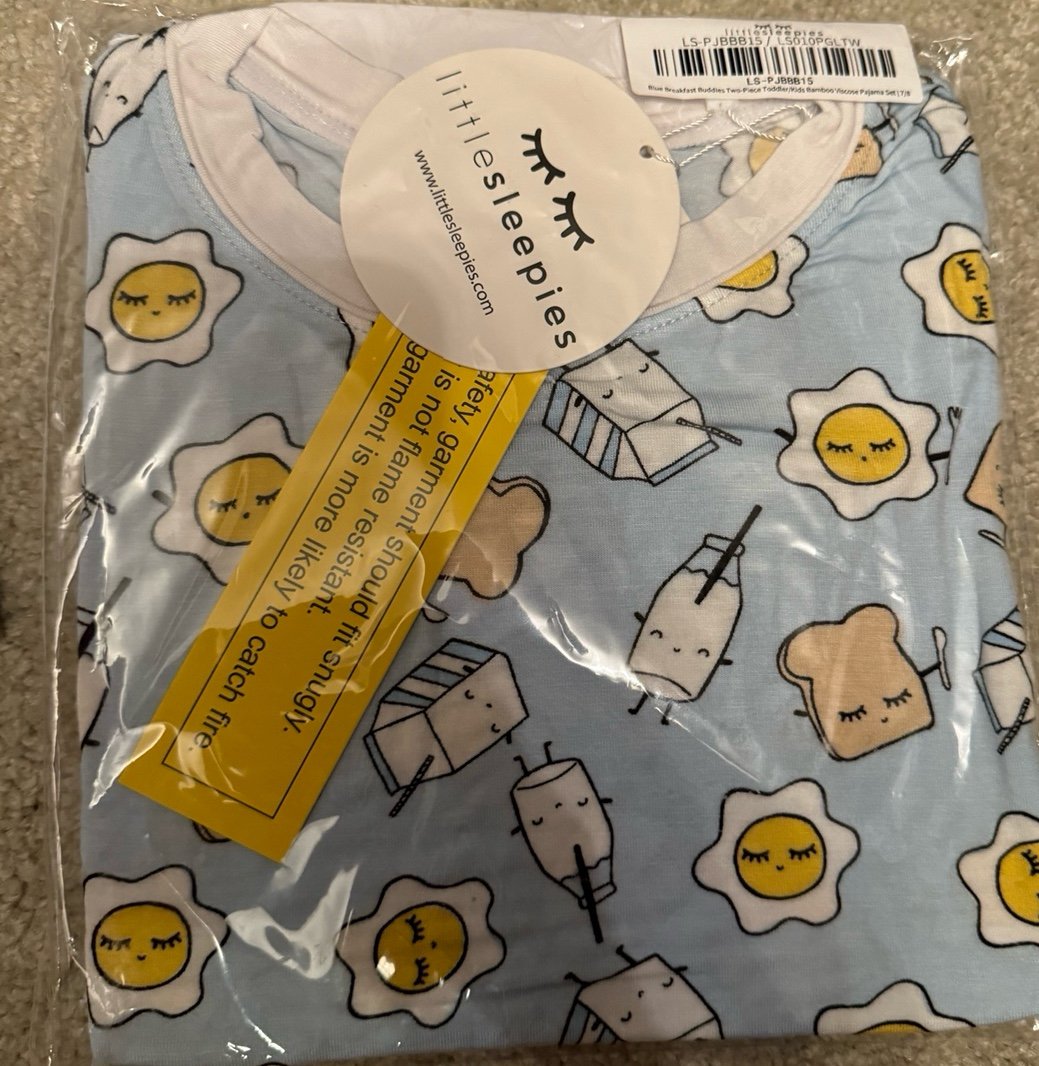 Little Sleepies blue breakfast buddies 7/8 NIP