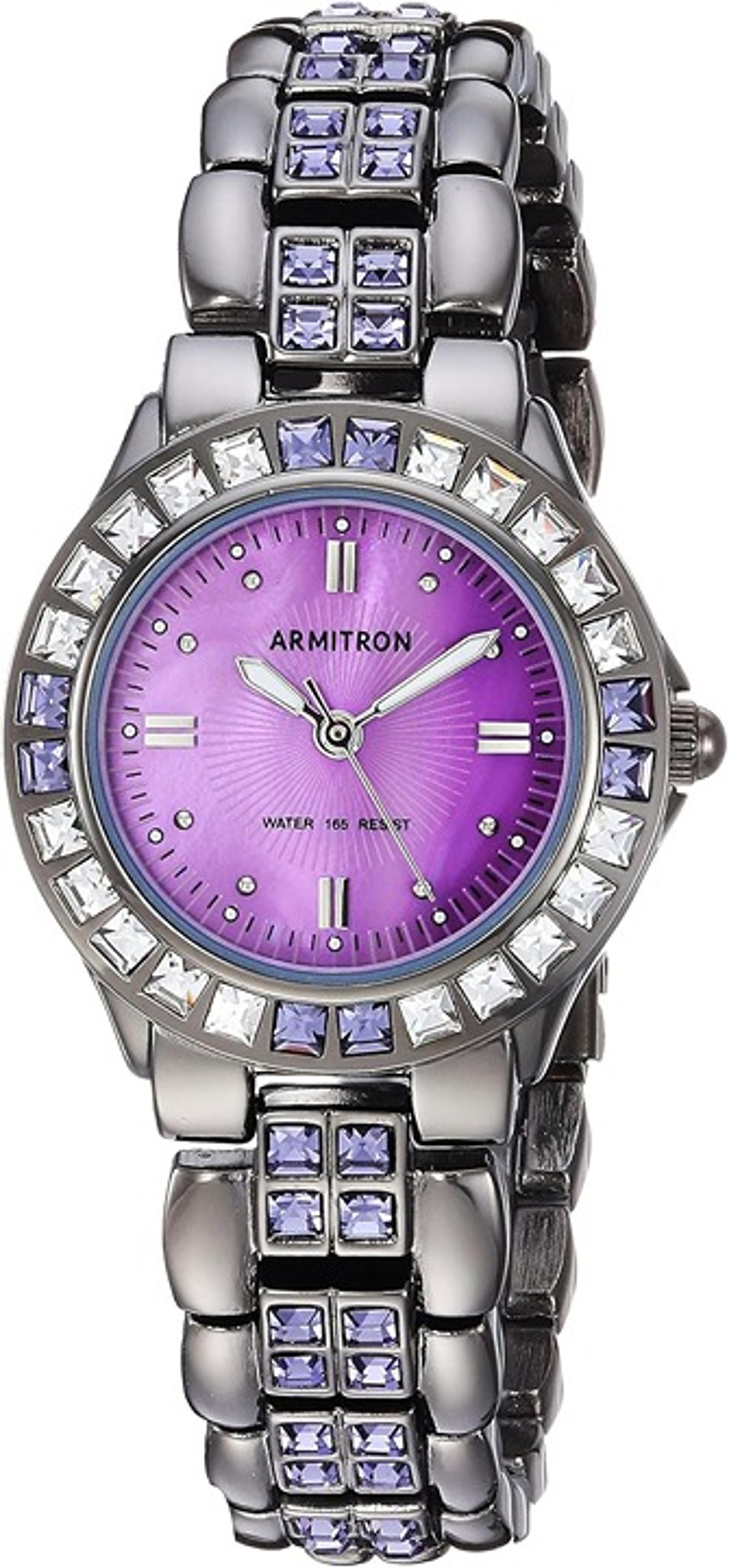 Armitron Women's 75/3689VMDG Purple Genuine Crystal-Accented Gunmetal watch