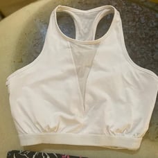 FULLY LINED SPORTS BRA 3/4 LENGTH W FRONT MESH INSET AND SIDE CUT OUTS (L)