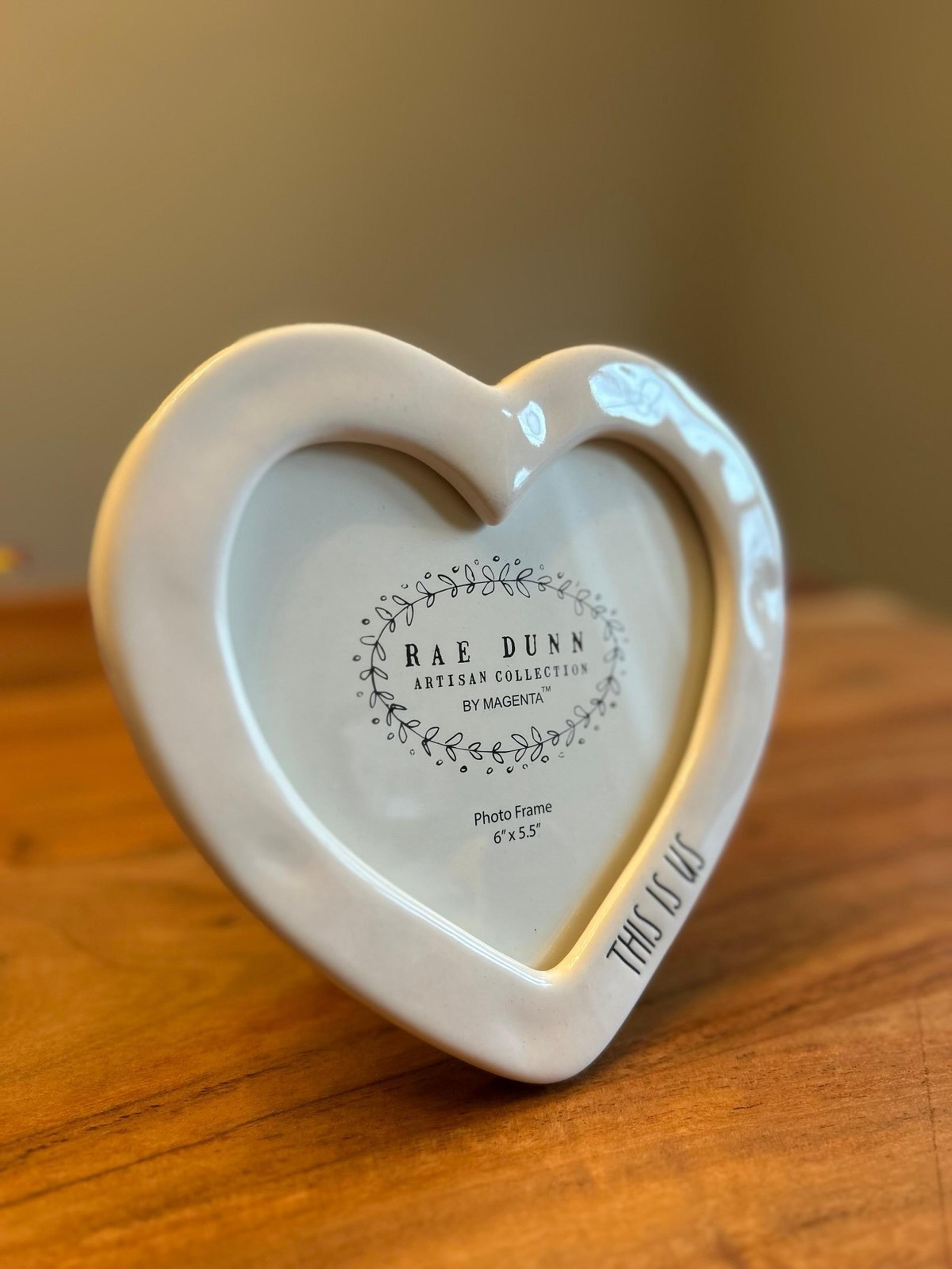 Rae Dunn Heart-Shaped White Ceramic Picture Frame THIS IS US
