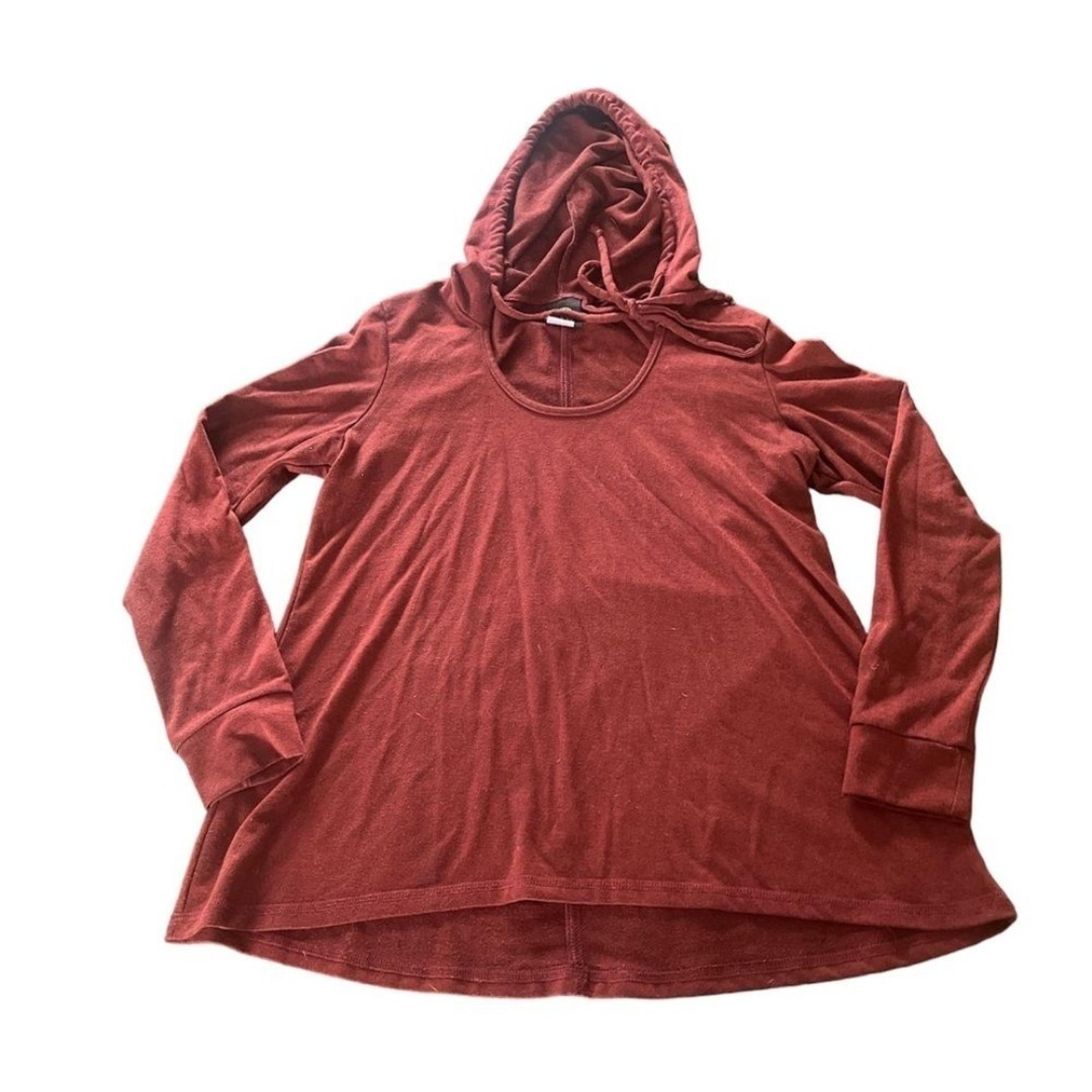 Bobeau Red Long Sleeve Women’s Top With Hood Size Small Loose Fit
