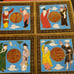ANTIQUE Set of 4 Cloissonne Enamel and Brass Coa