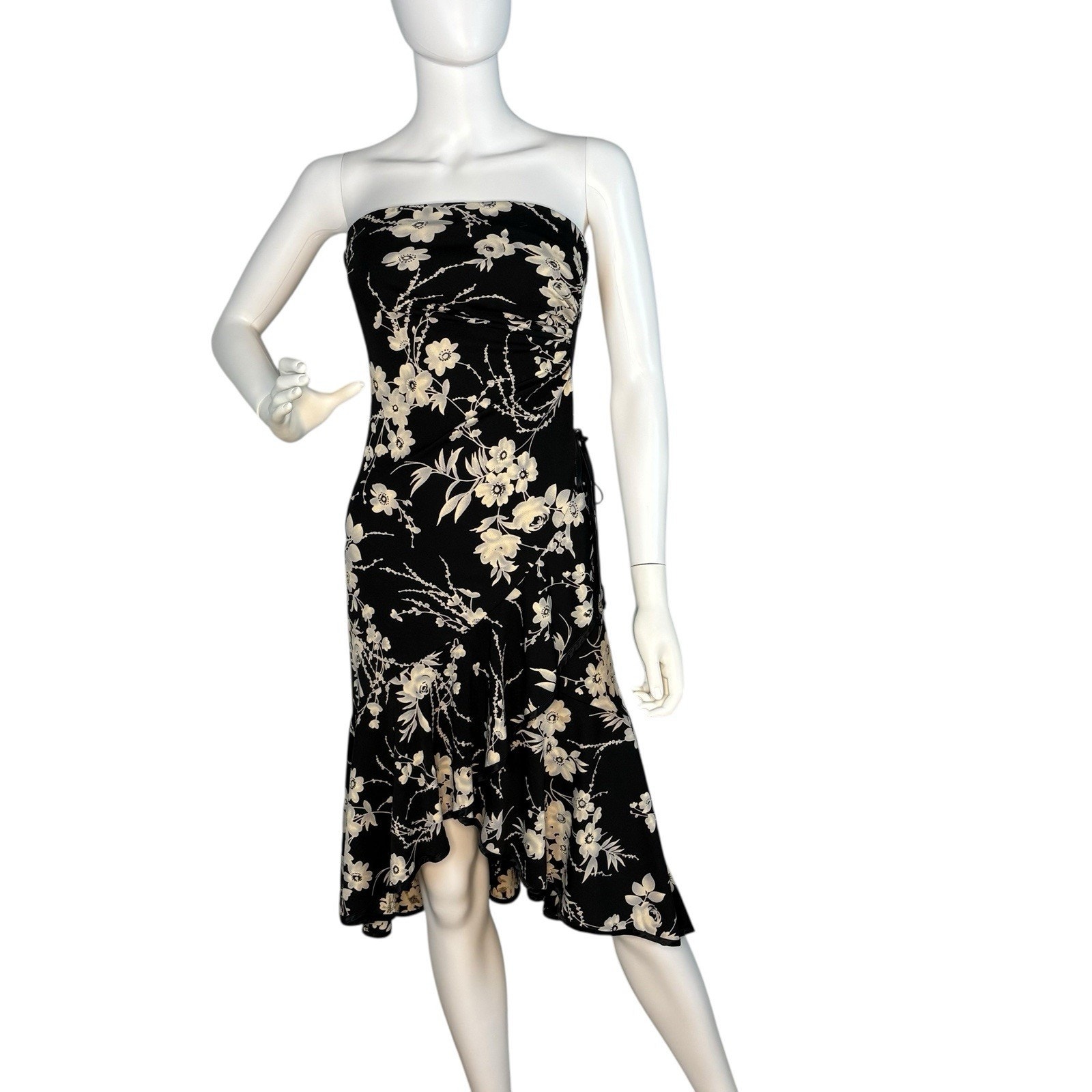 VTG Y2K Teeze Me Size S Floral Strapless Dress Flowy Salsa Coquette Romantic