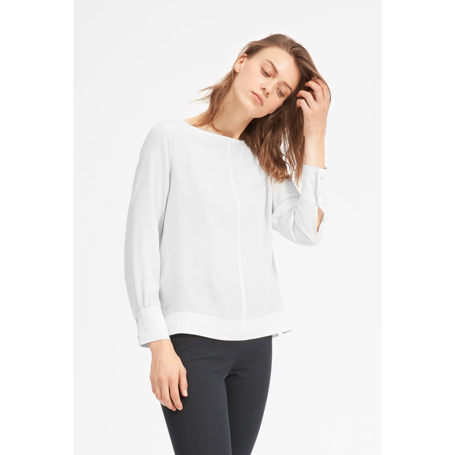 Everlane The Clean Silk Boatneck Blouse Size 4 NWT