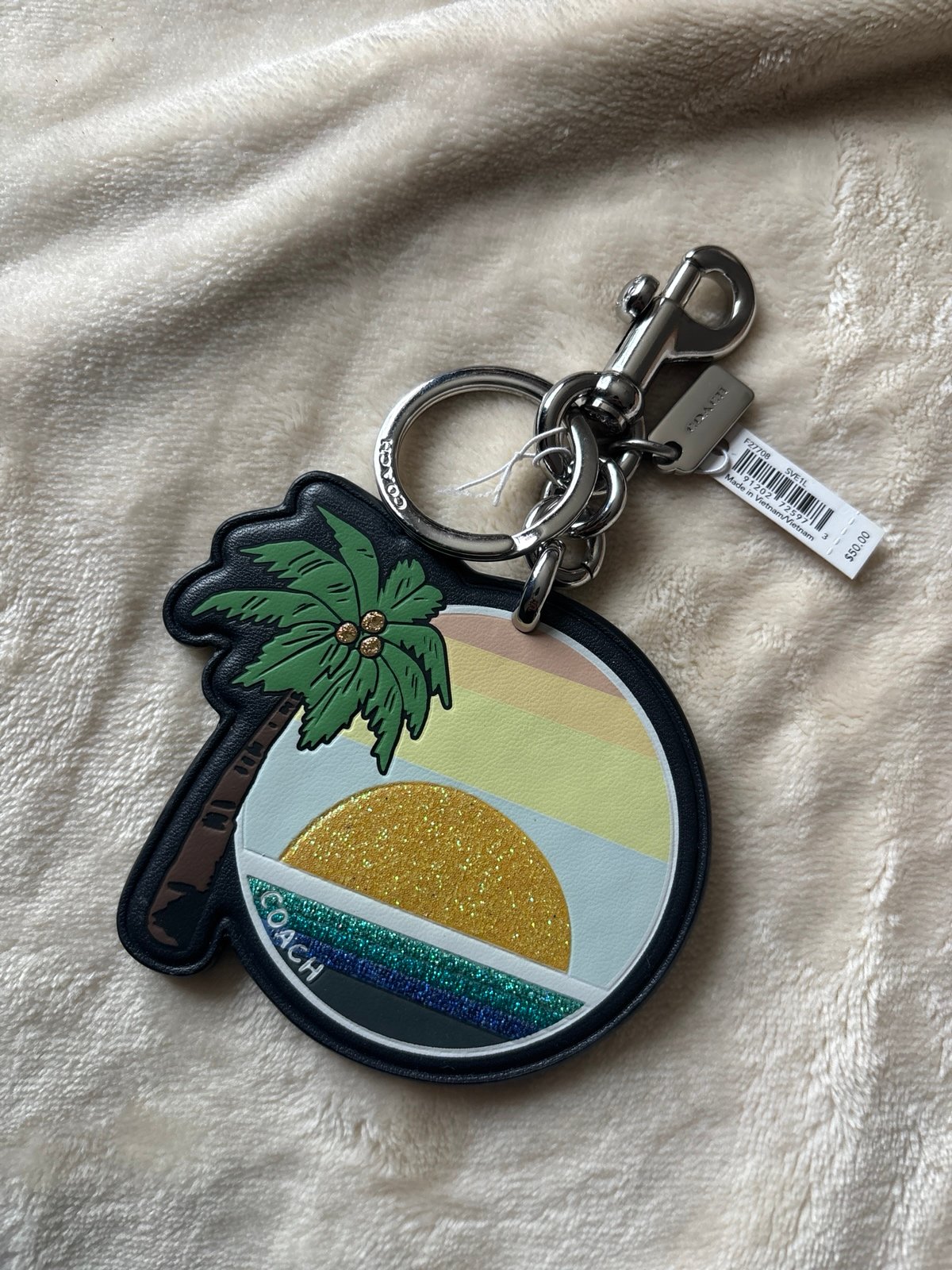 Coach Summer Palm Tree Bag Charm Key Minder Chain