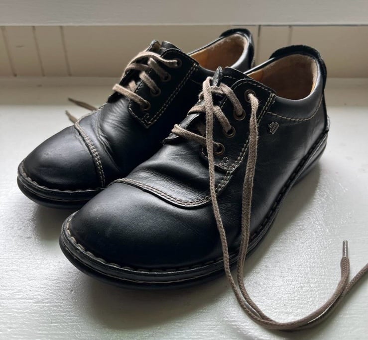 Vintage Black Oxfords lace up shoes, size 6.5