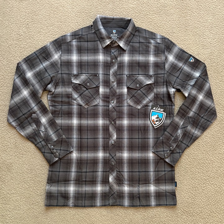 KUHL Lowdown Long Sleeve Flannel Shirt Medium Western Snaps Shale Gray NWT