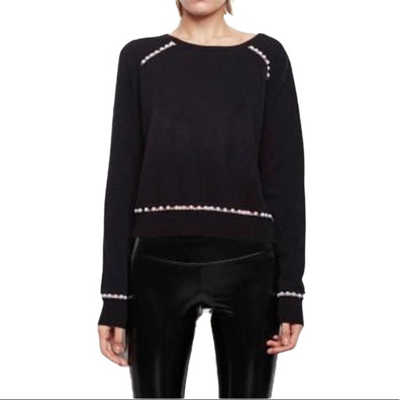 Generation Love Presley Cashmere & Faux Pearl Top, Size Medium