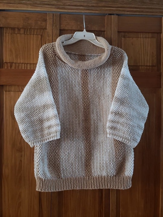 Handmade/hand-knitted unique 3/4 sleeve sweater sz L woman's- NEW
