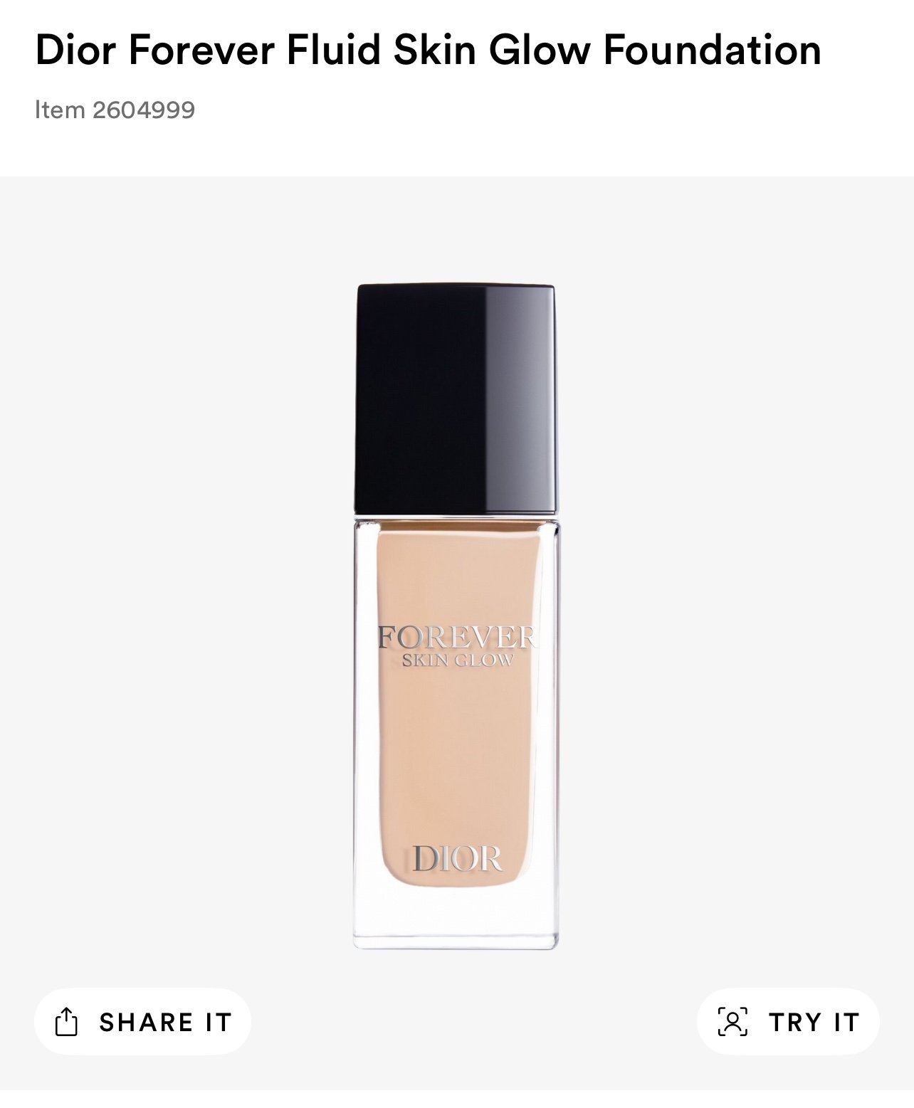 Dior Forever Skin Glow Foundation 0N, NEW w/o box