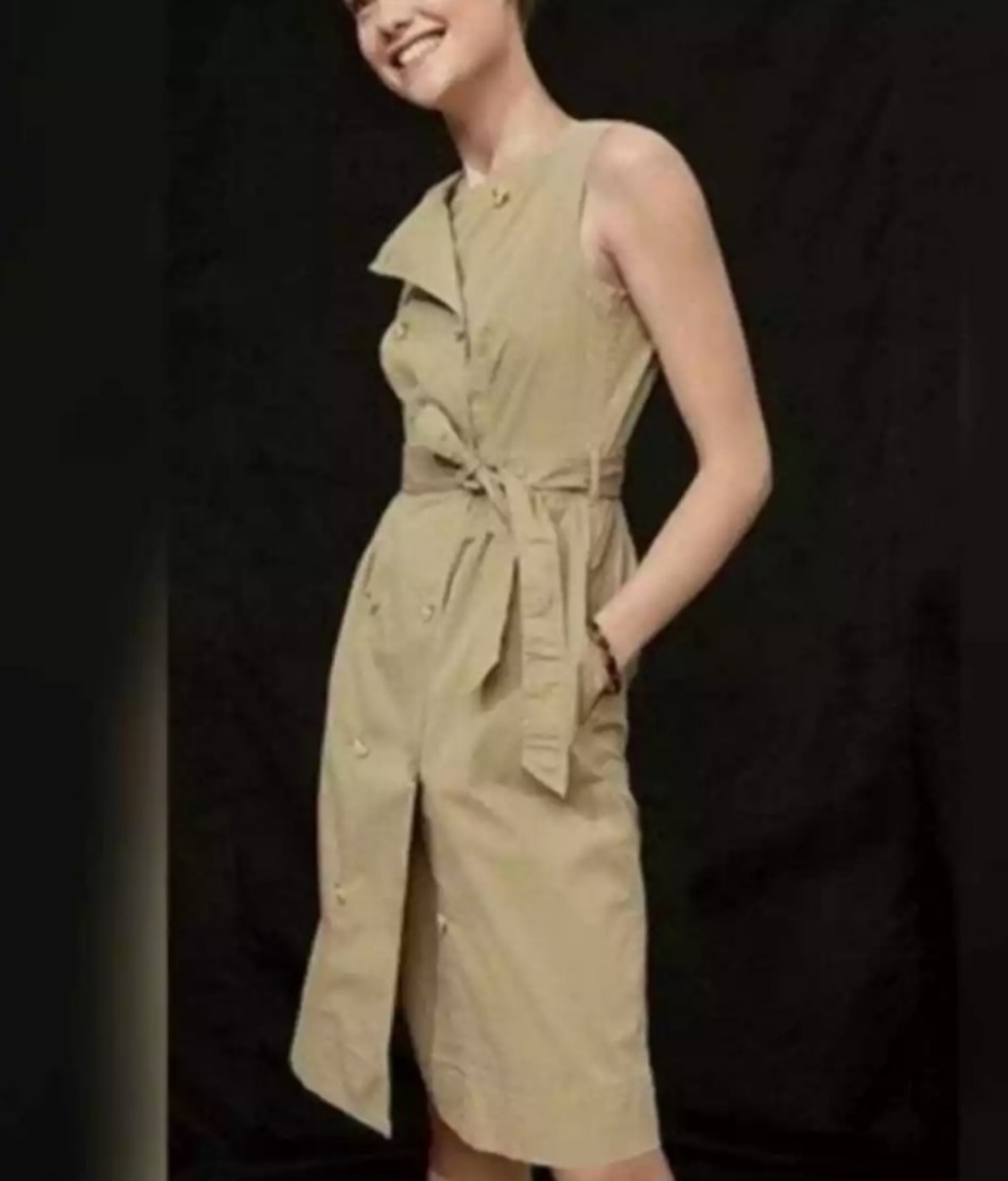 J. Crew Garment-Dyed Khaki Trench Dress
