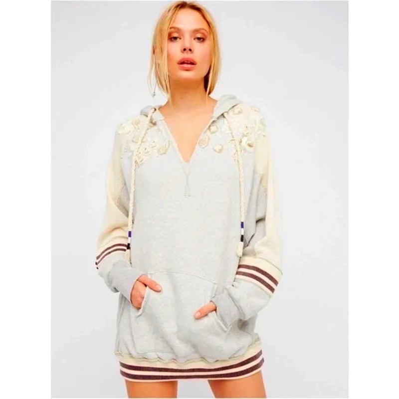 Free People Varsity Embellished Pullover Hoodie