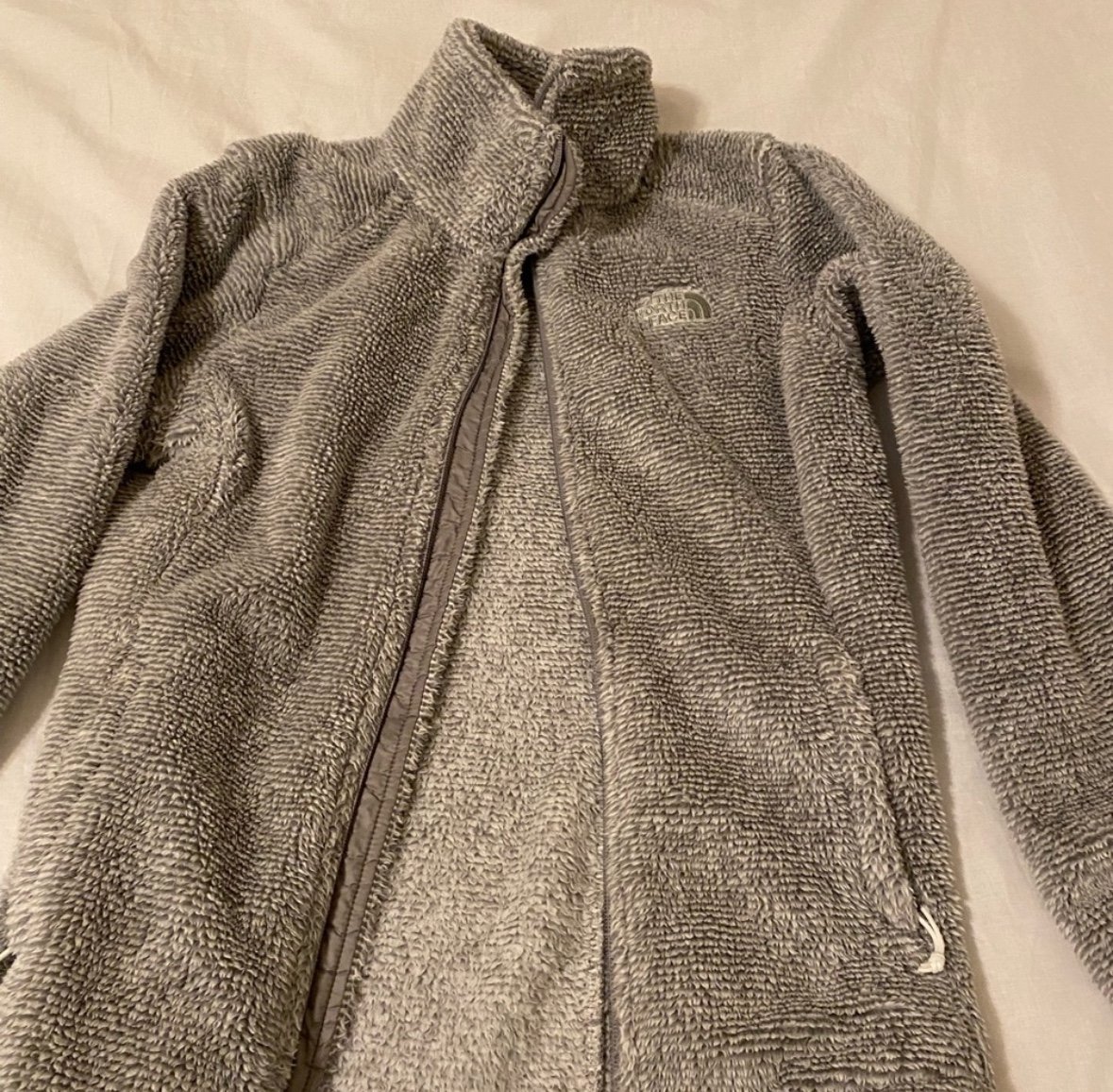 north face womens gray full zip osito size small