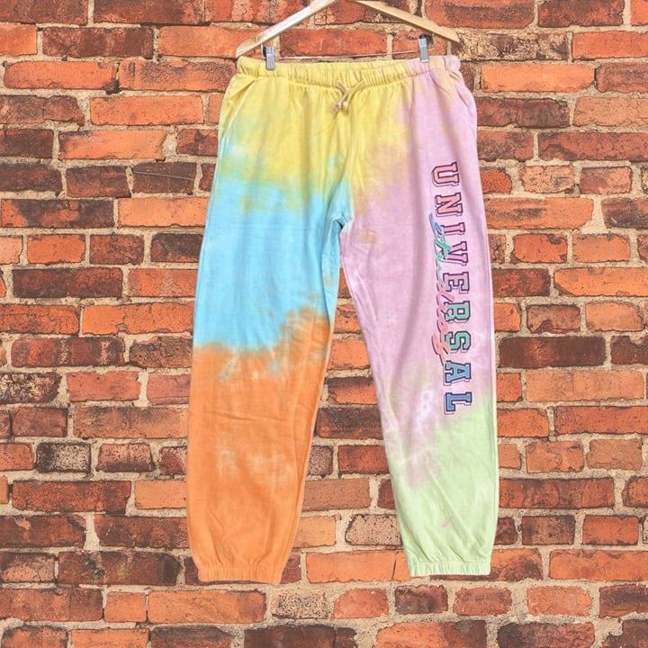 Universal Studios Joggers Women's 2XL Plus Multicolor Tie Dye Drawstring New