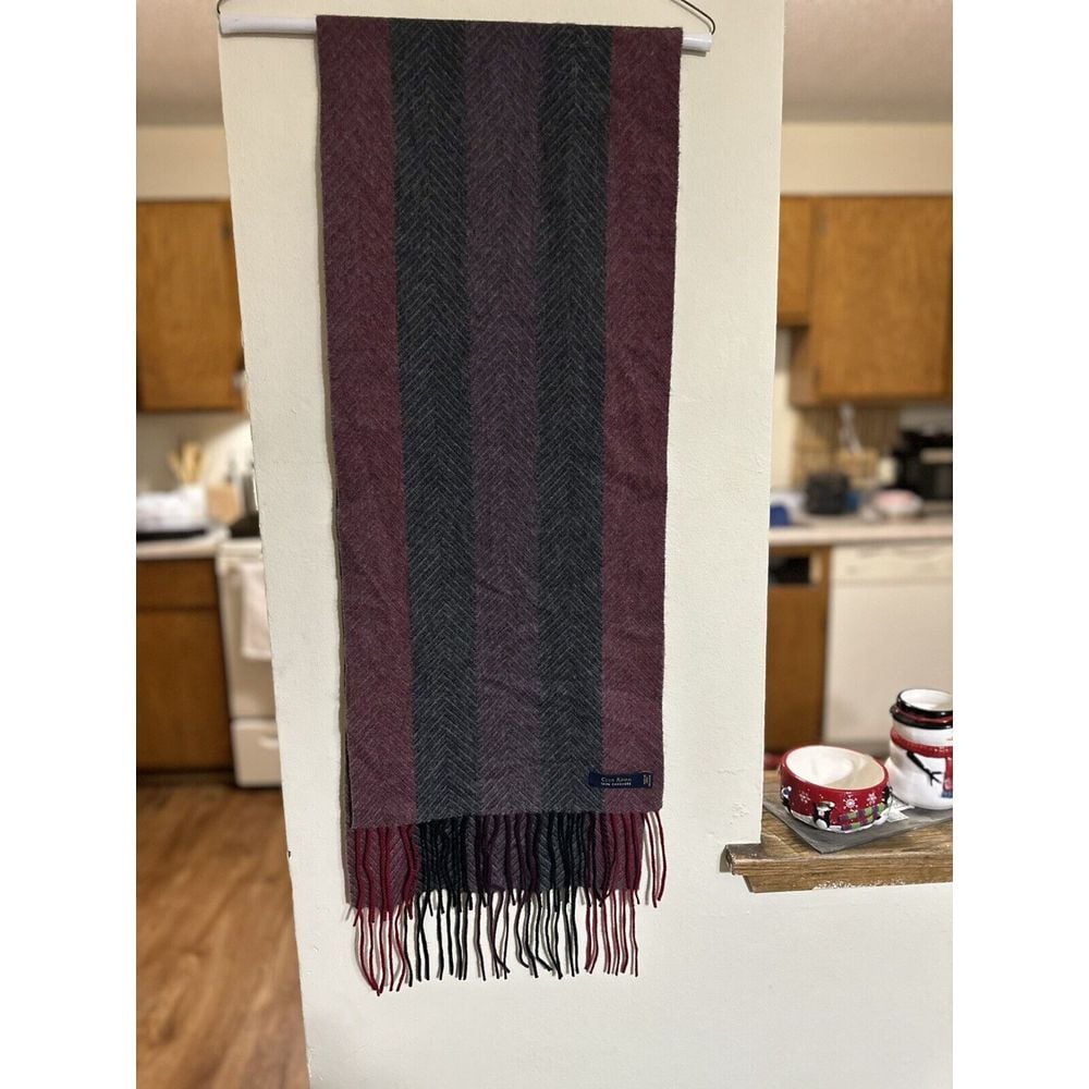 Club Room Women's 100% Cashmere Winter Rectangular Scarf - Gray Stripes