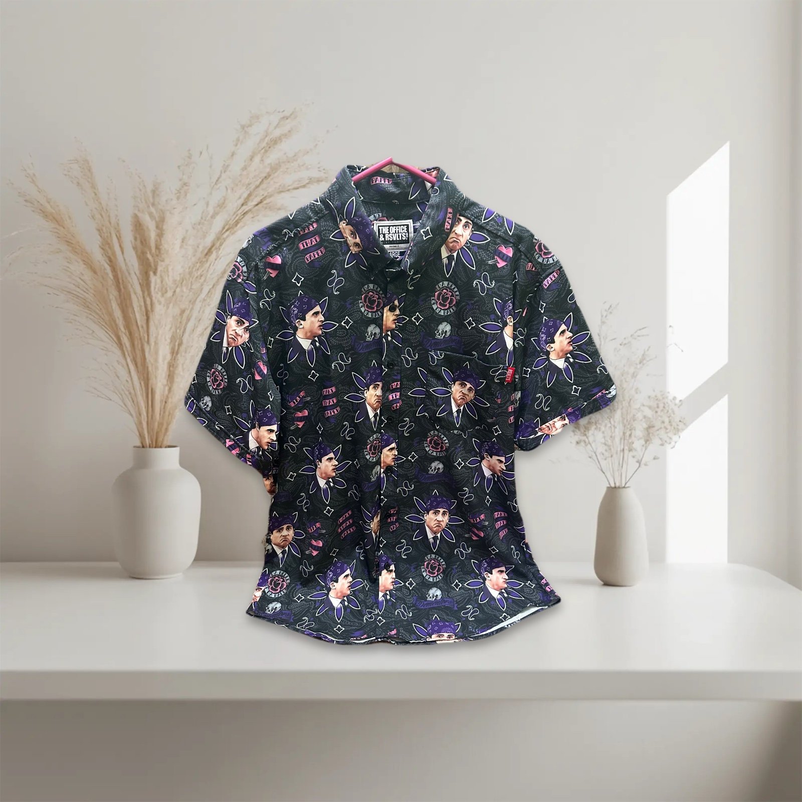 THE OFFICE & RSVLTS INC Black Graphic Men's Shirt Size L