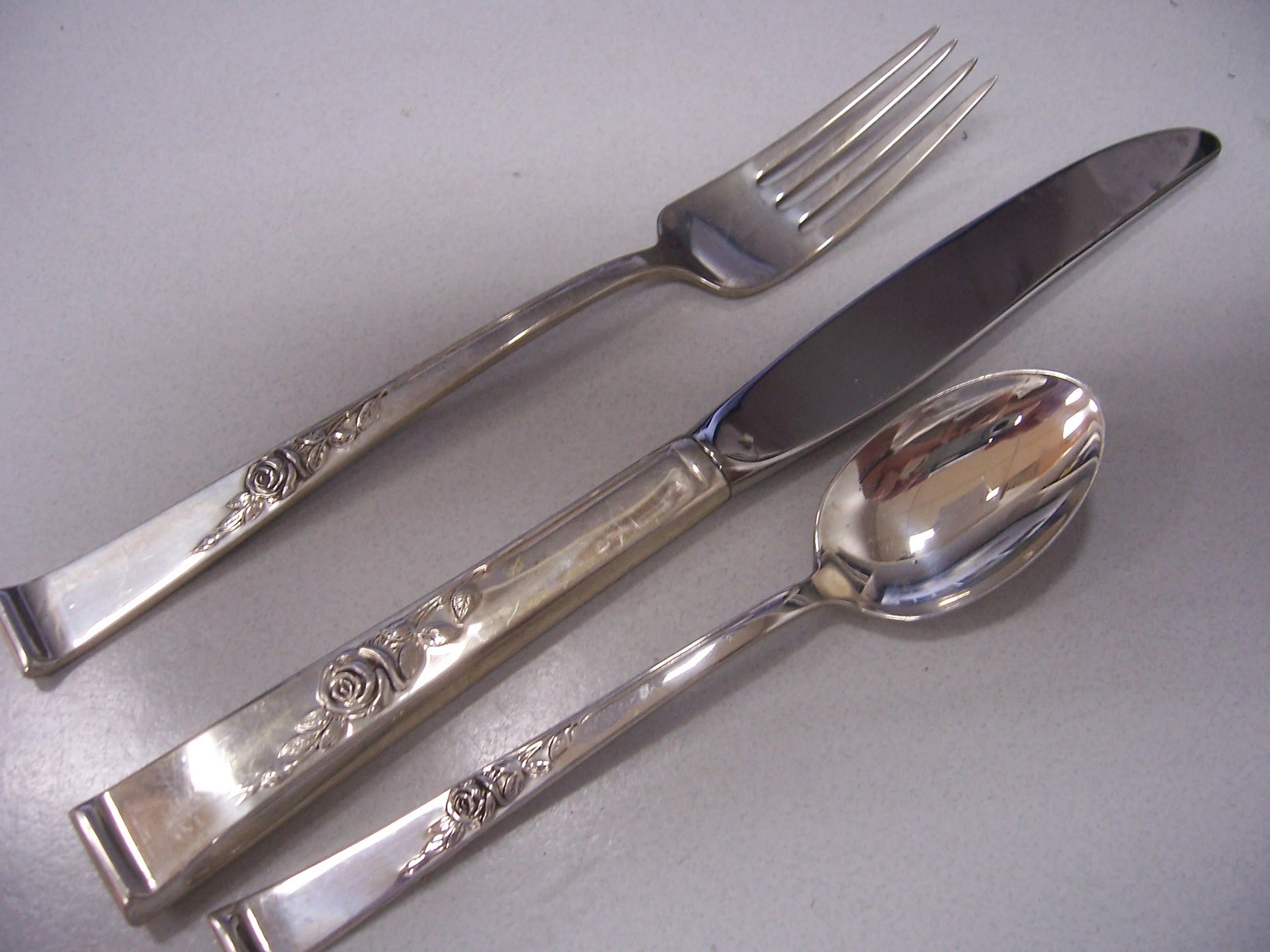 StainlessClassic Rose (Sterling) by REED & BARTON -- Fork, Knife and Teaspoon