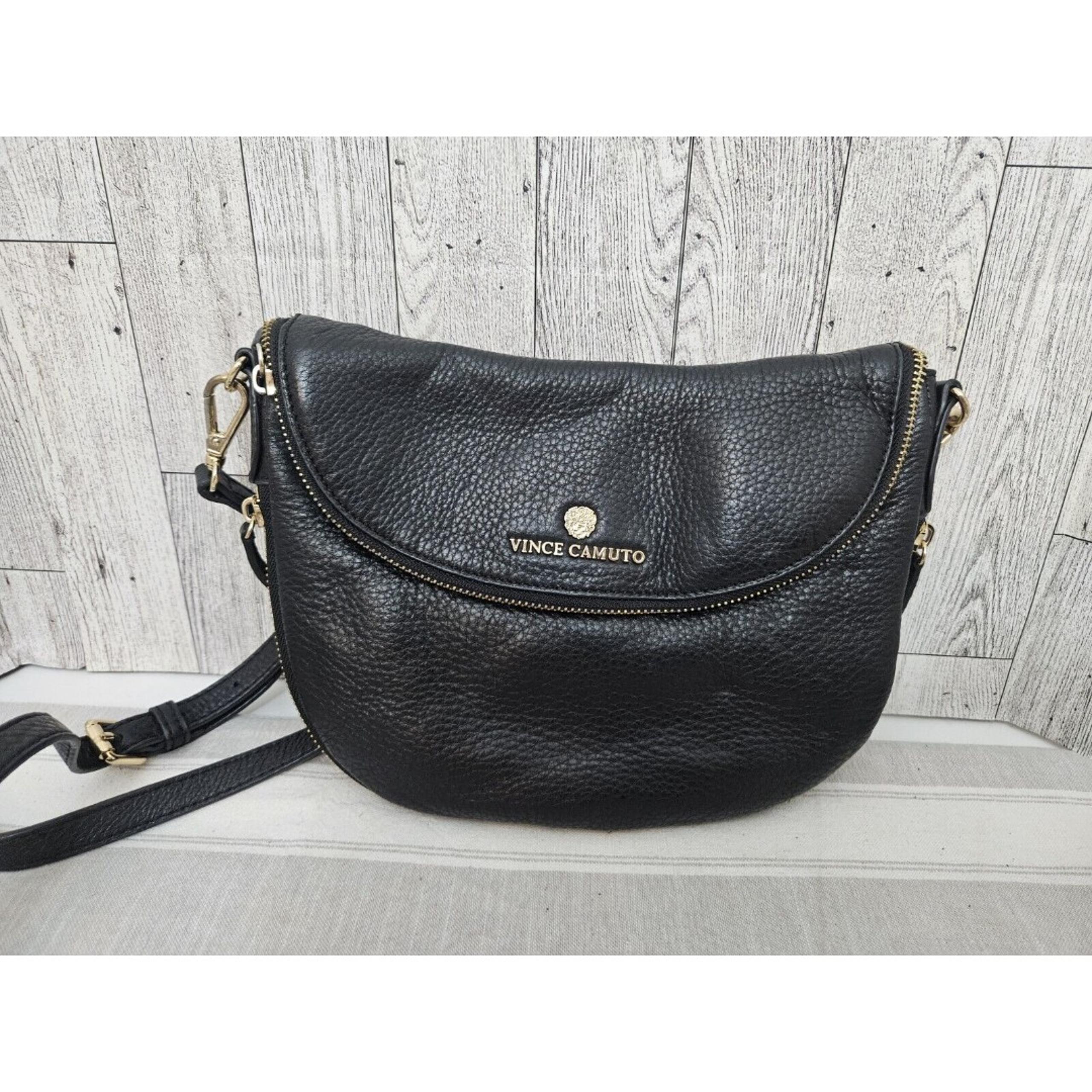 Vince Camuto Rizo Rounded Leather Crossbody Bag - Black
