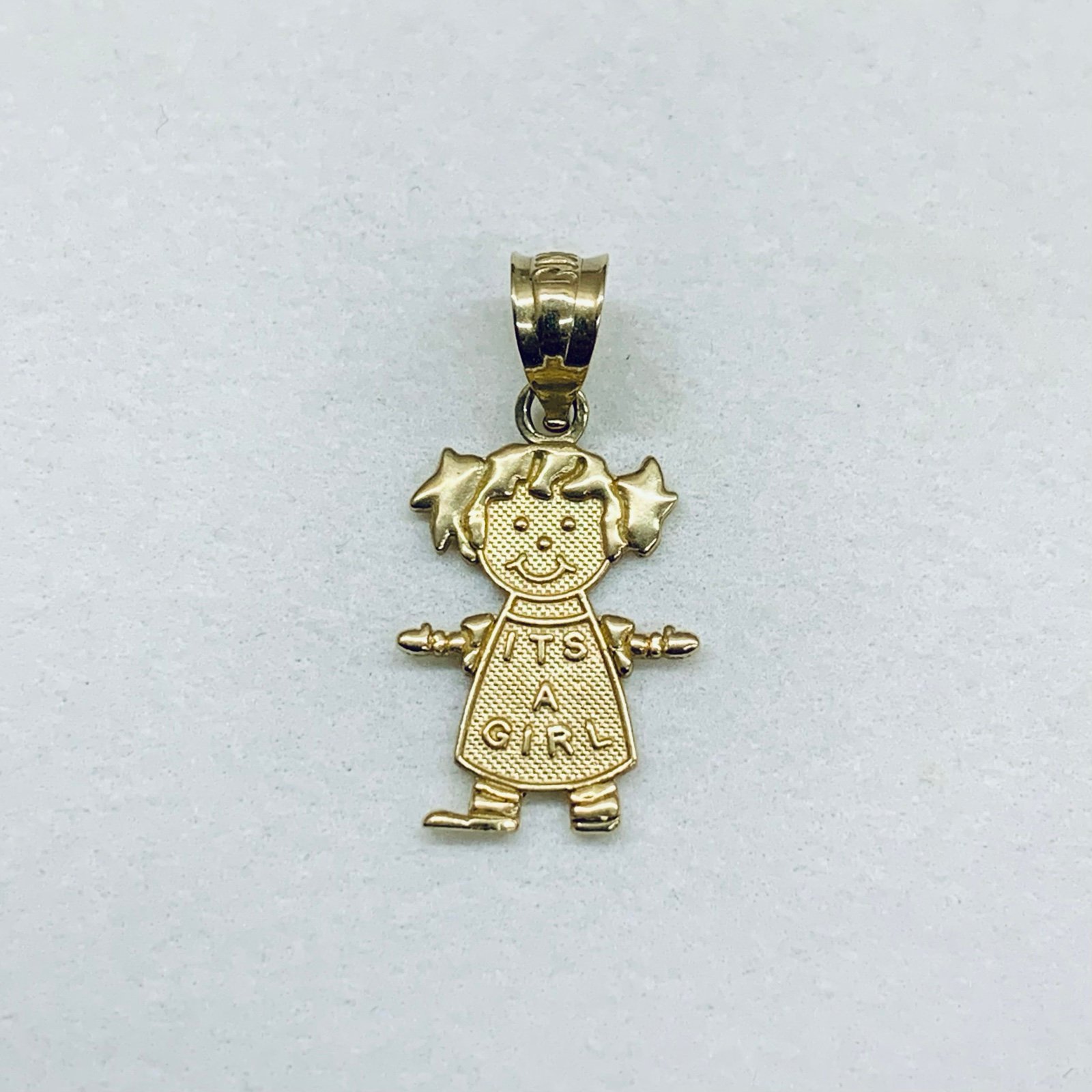10k Yellow Gold It’s A Girl Baby Infant New Born Pendant Charm
